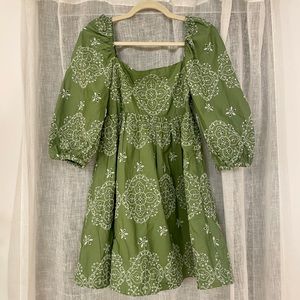 NWT Zara Green Embroidered Eyelet Babydoll Dress